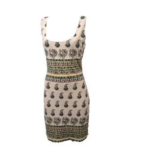 CHELSEA & Violet Cream w/ Paisley Design Sleeveless Dress Women's Size XS